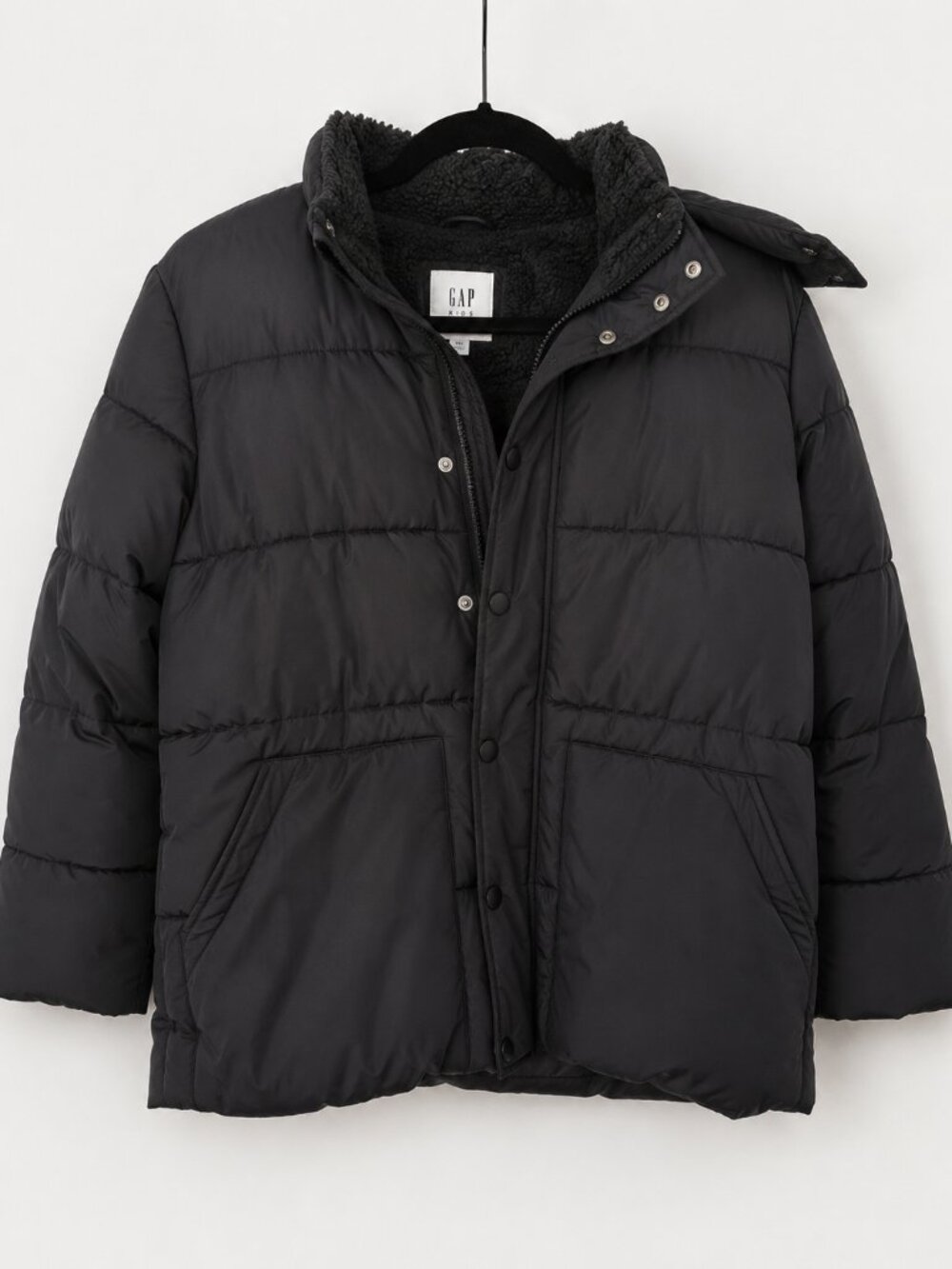 Gap Kids Black Sherpa Lined Puffer Jacket XXL Husky